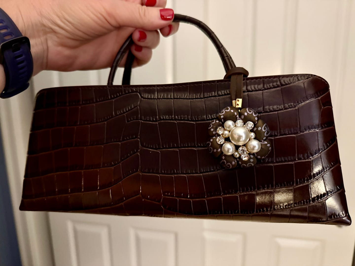 Customer photo review of GG Lilac Vintage Silk Necktie Bag Charm