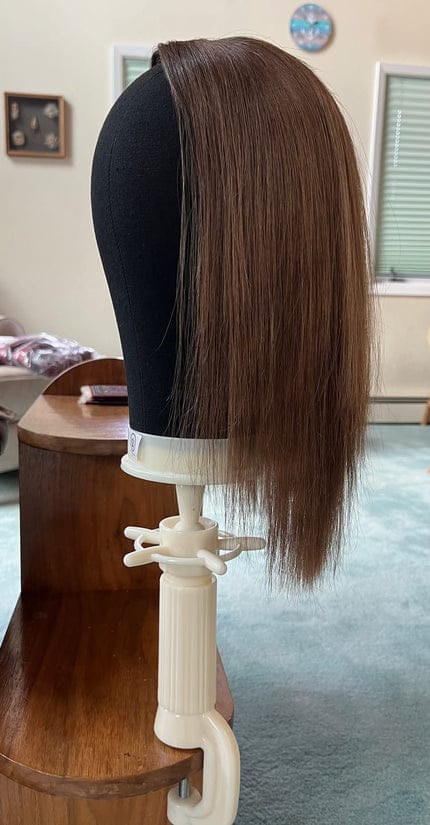 Customer photo review of Natural Invisible Straight Hair Topper – Seamless Crown Volume for Thinning Hair