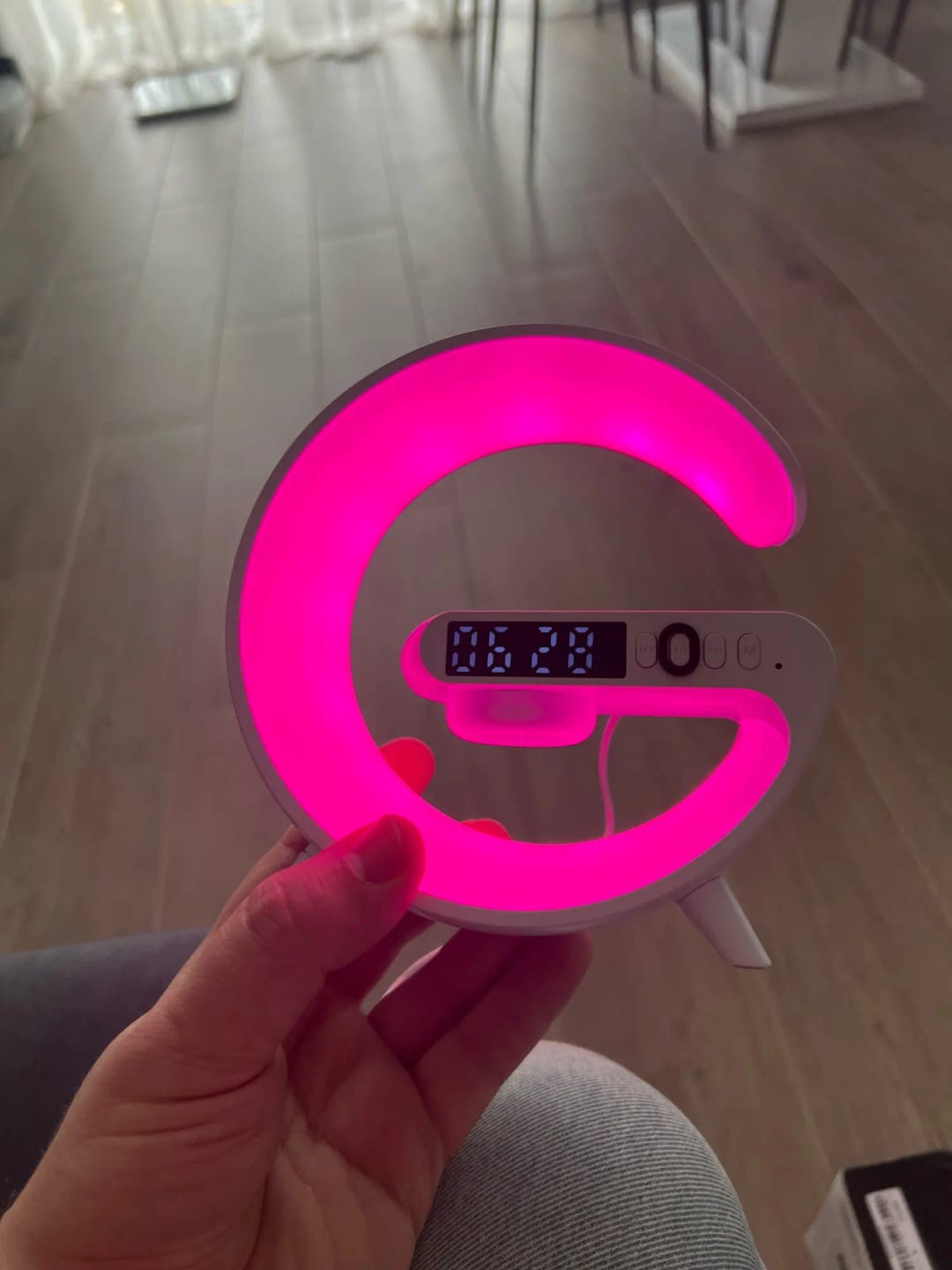 Customer photo review of Wireless Charging Station, Alarm Clock & Speaker