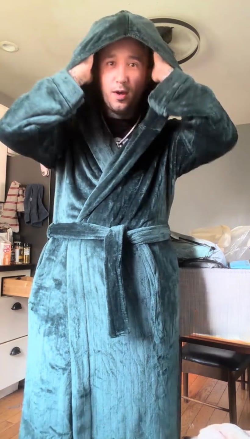 Customer photo review of Emerald Green Hooded Royalty Robe