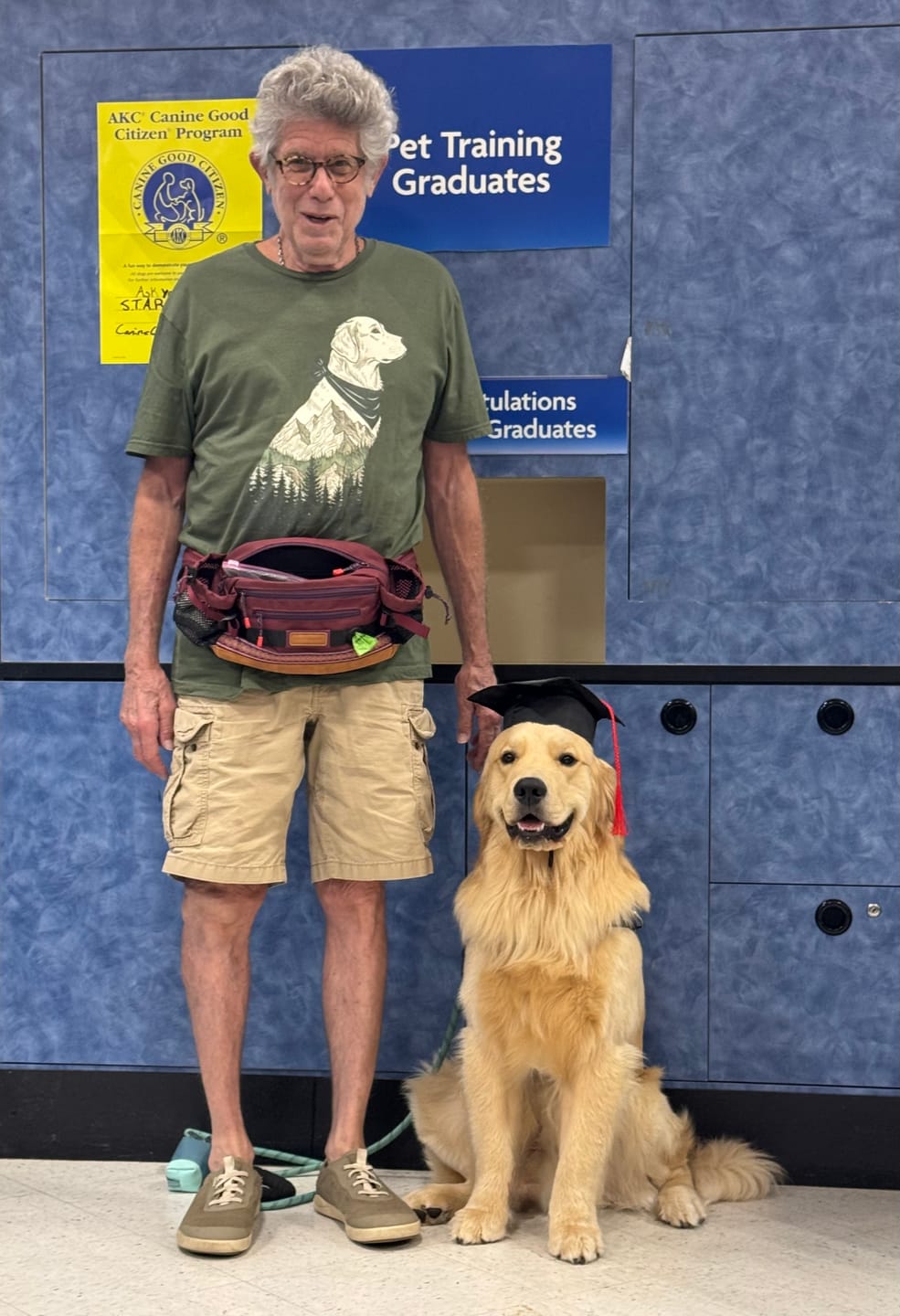 Customer photo review of Mountain Silhouette Golden Retriever T-shirt