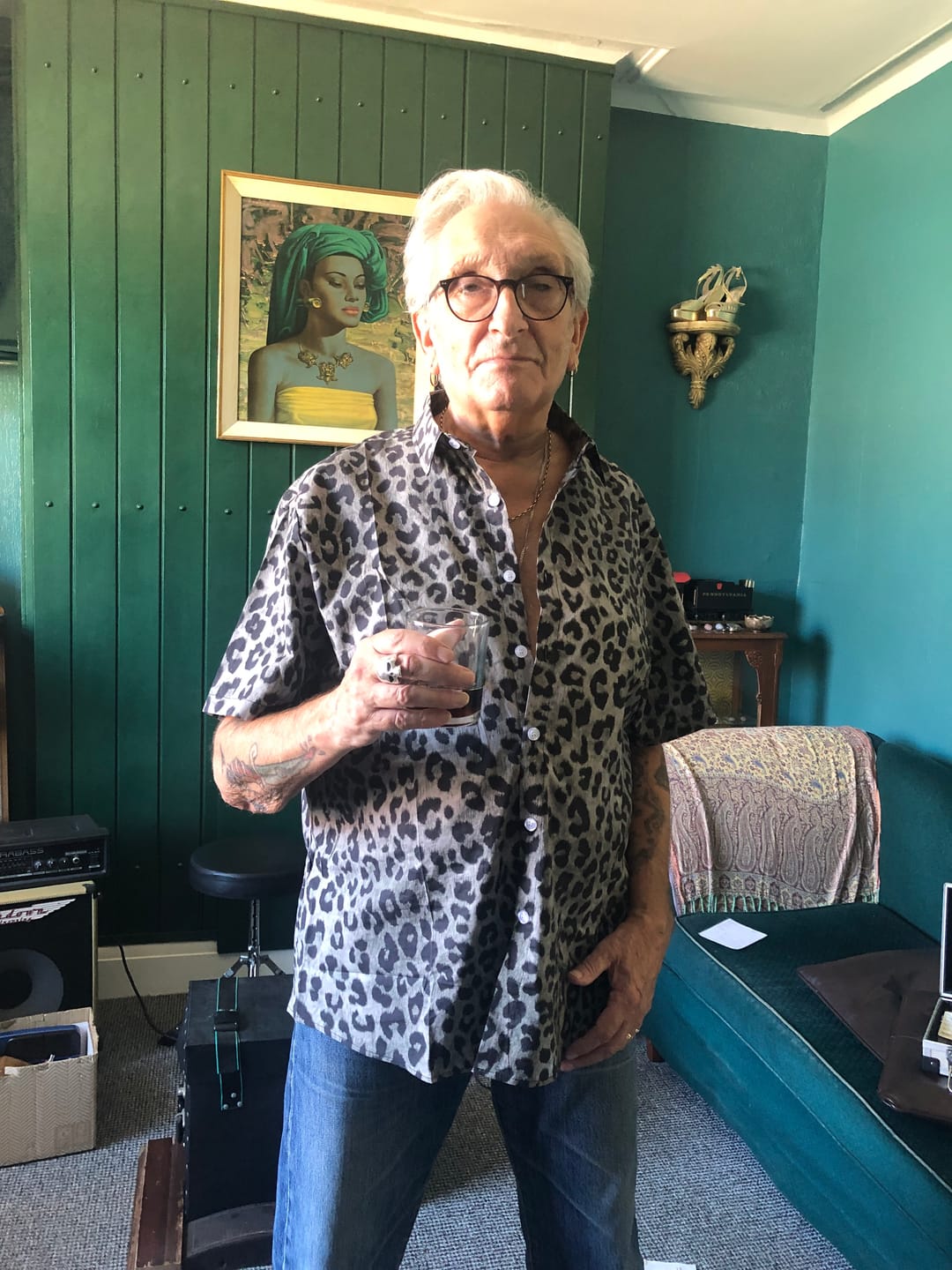 Customer photo review of Men's Cotton Casual Leopard Animal Print Cheetah Rock Button Up Short Sleeve Shirt