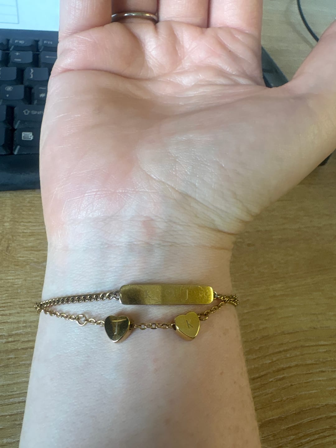 Customer photo review of Amo Heart Double Bracelet in Gold