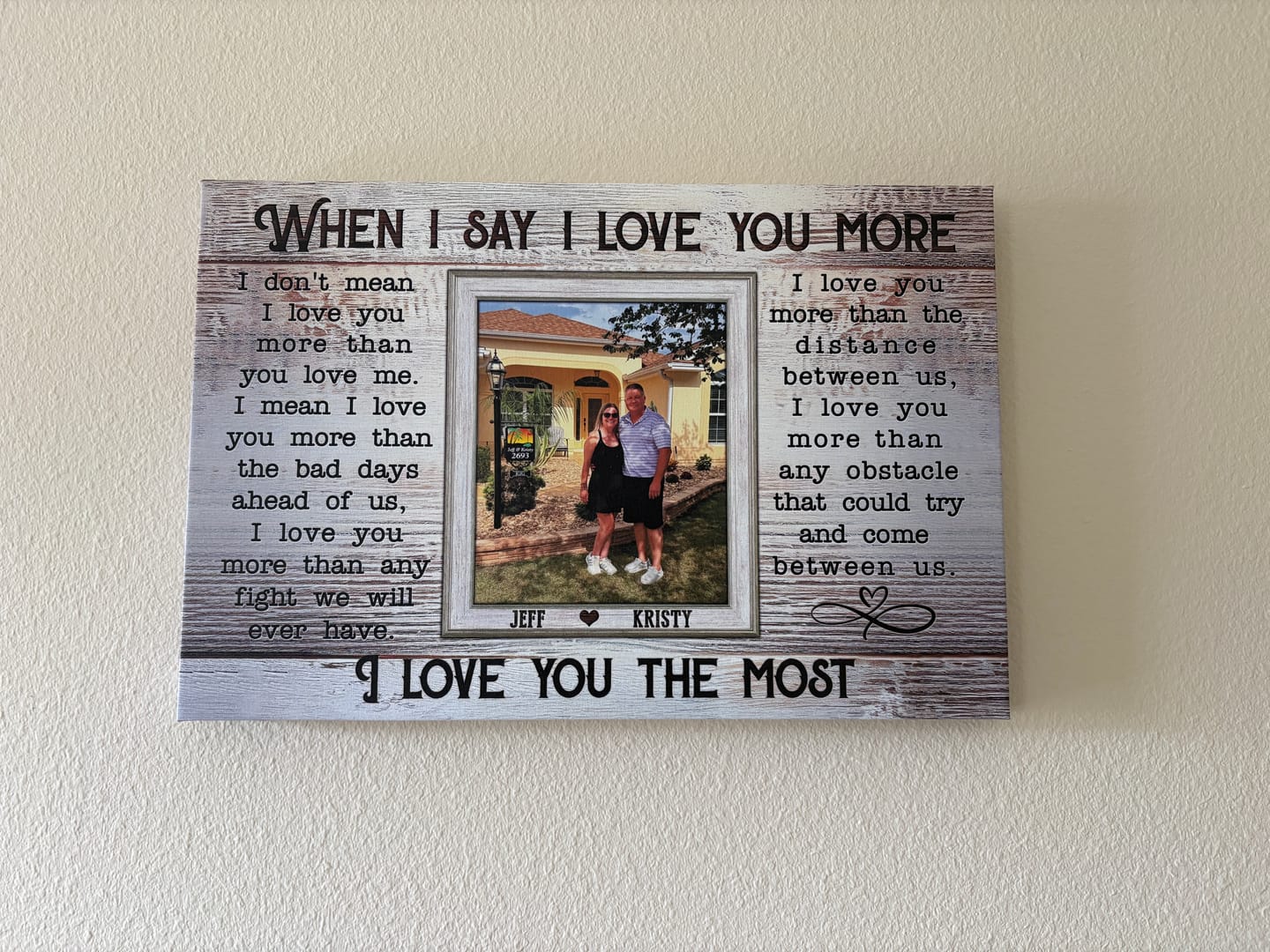 Customer photo review of Personalized Canvas Prints, Custom Photos, Loving Gift For Couple, Couple Gift, Anniversary Gift, When I Say I Love You More Dem Canvas