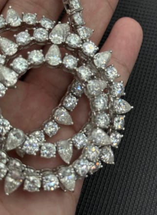 Customer photo review of S925 5MM Round&Pear VVS Moissanite Cluster Tennis Chain Necklace