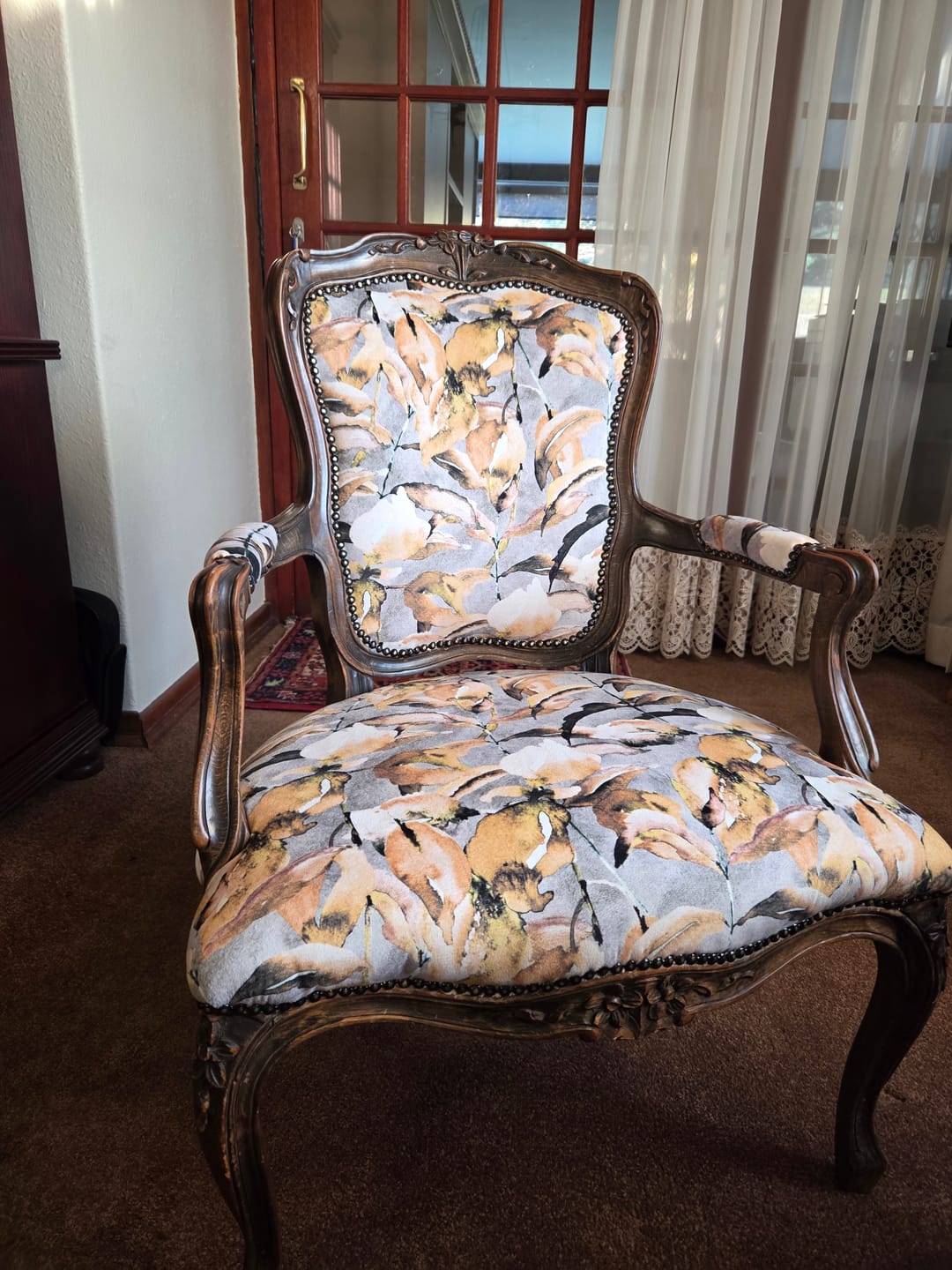 Customer photo review of Printed Velvet  Laurel Ochre 140cm-CLOSEOUT