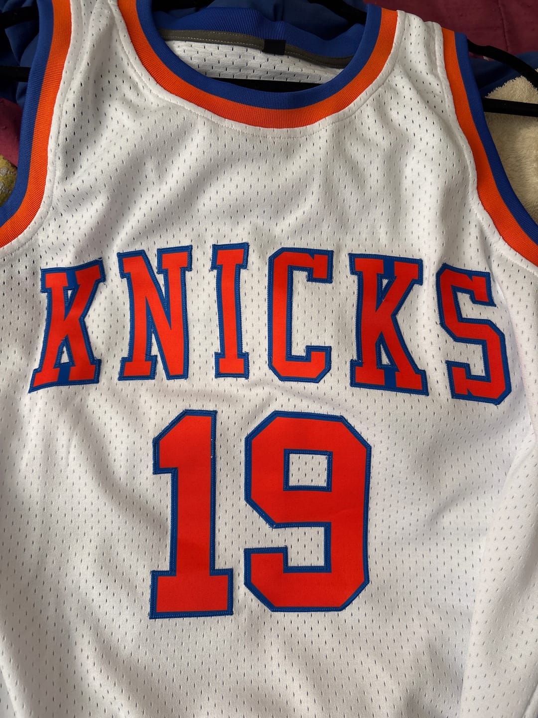 Customer photo review of Custom White Orange-Royal Authentic Throwback Basketball Jersey