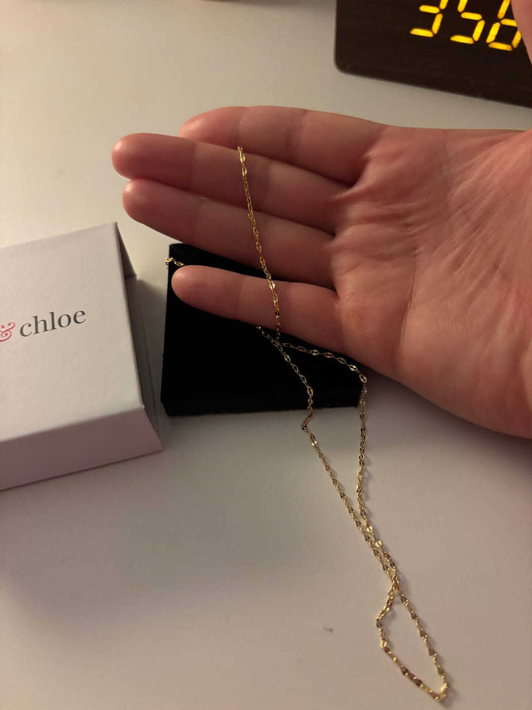 Customer photo review of Raegan 18k White Gold Plated Stacking Necklace Chain
