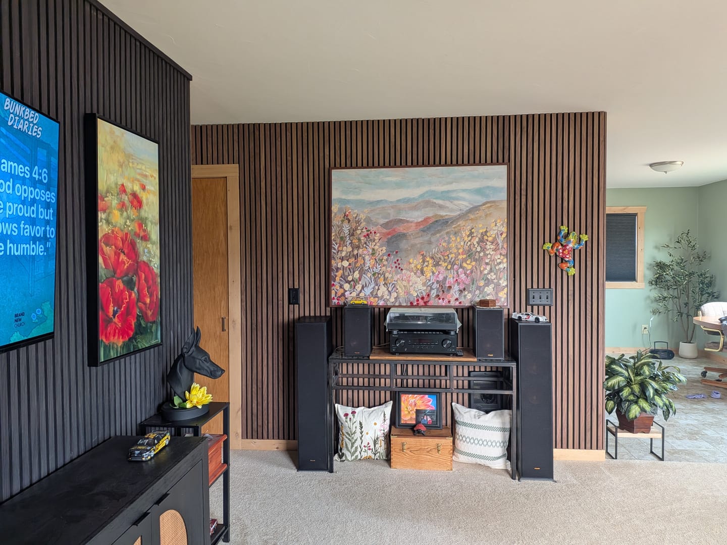 Customer photo review of Natural Walnut Acoustic Slat Panels 94.5" or 120"