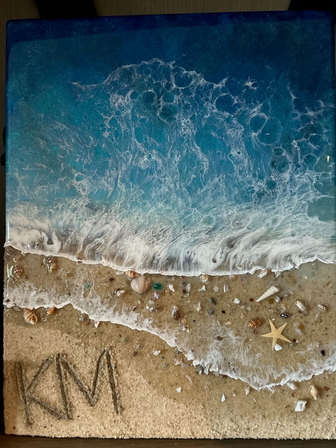 Customer photo review of Beach Mixed Media Portrait with Cremation ash
