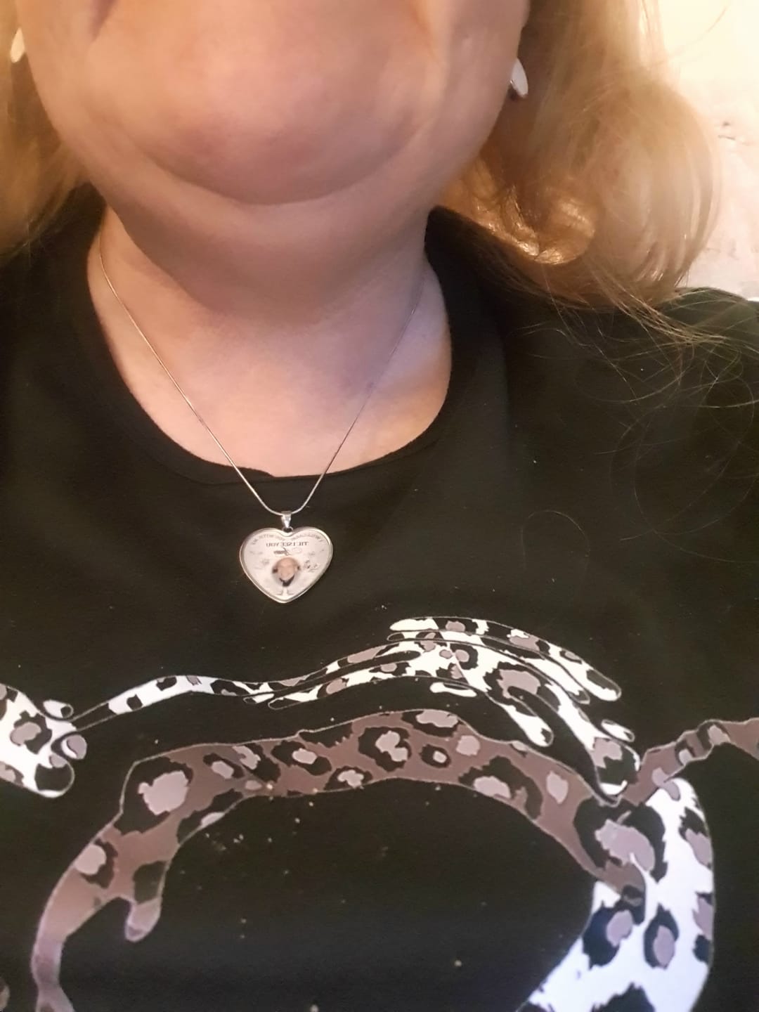 Customer photo review of Custom Photo Memorial Necklace/Keychain "I Will Carry You With Me” - N001