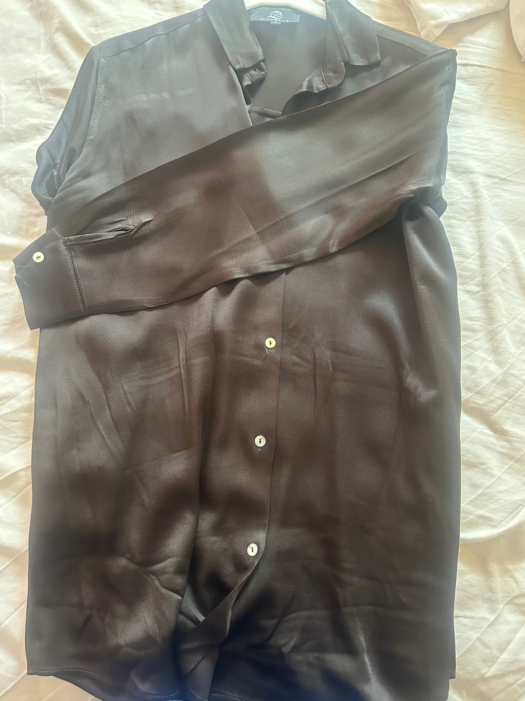 Customer photo review of Chemise soie satinée à col lavallière