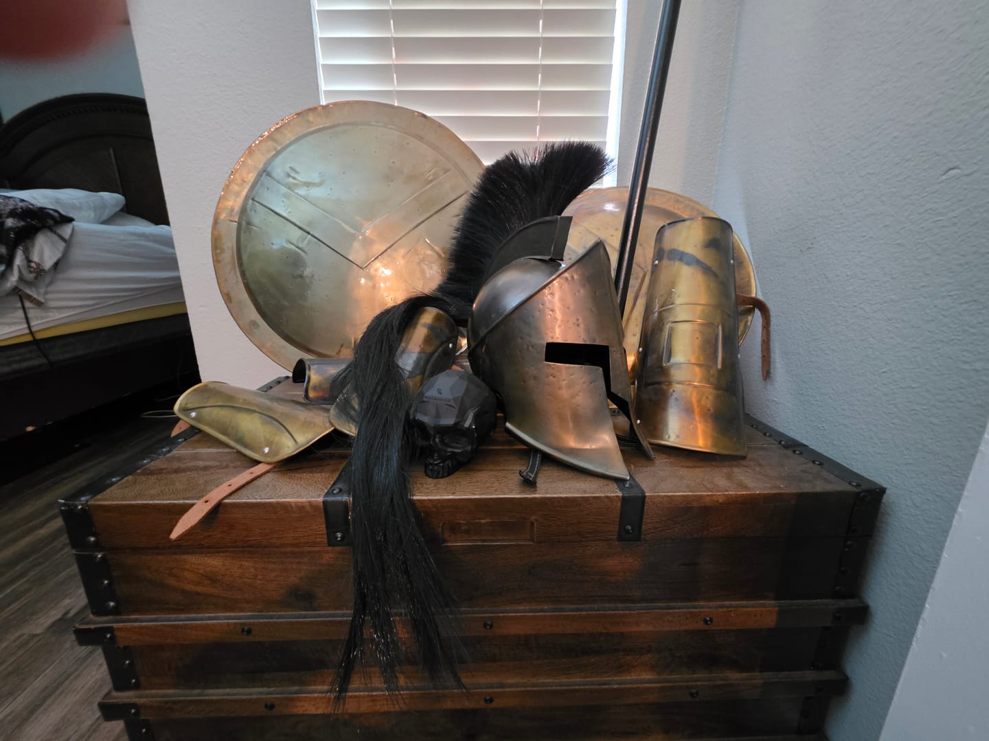 Customer photo review of Handcrafted King Leonidas Spartan Shield – 24" Antique Finish with Leather Strap