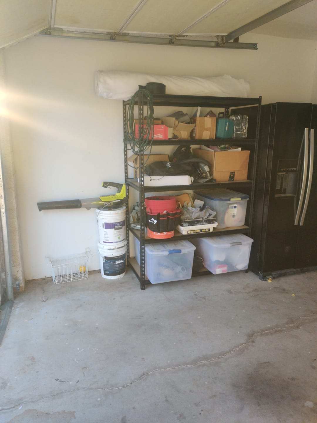 Customer photo review of REIBII 48"W x 72"H Garage Shelving Unit, 3000 lbs Heavy Duty, 24"D Deep 5-Tier Storage Shelves for Large Bins, Workshop & Warehouse