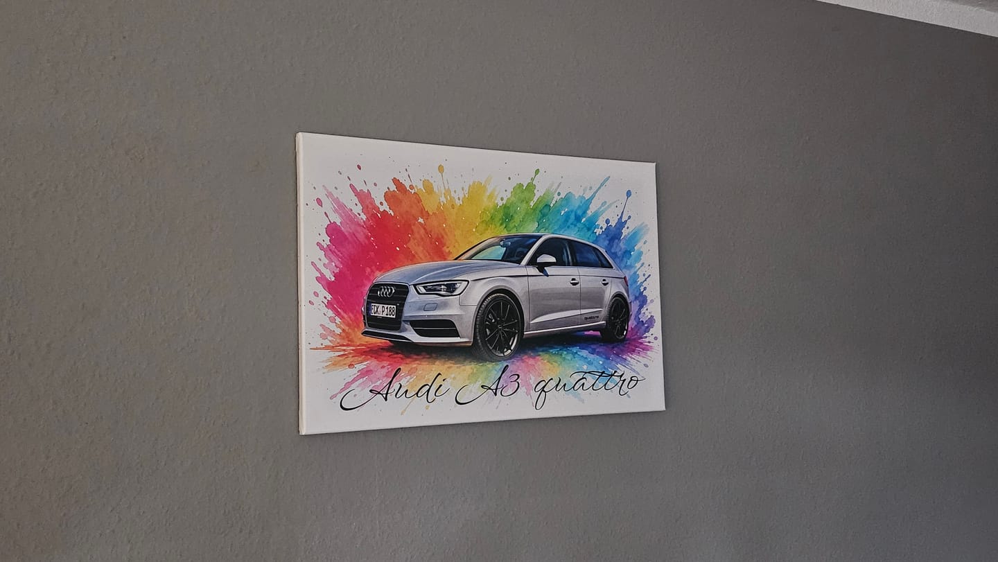 Customer photo review of Dein Auto als Kunstwerk – mit Live-Vorschau, als Poster oder Leinwand