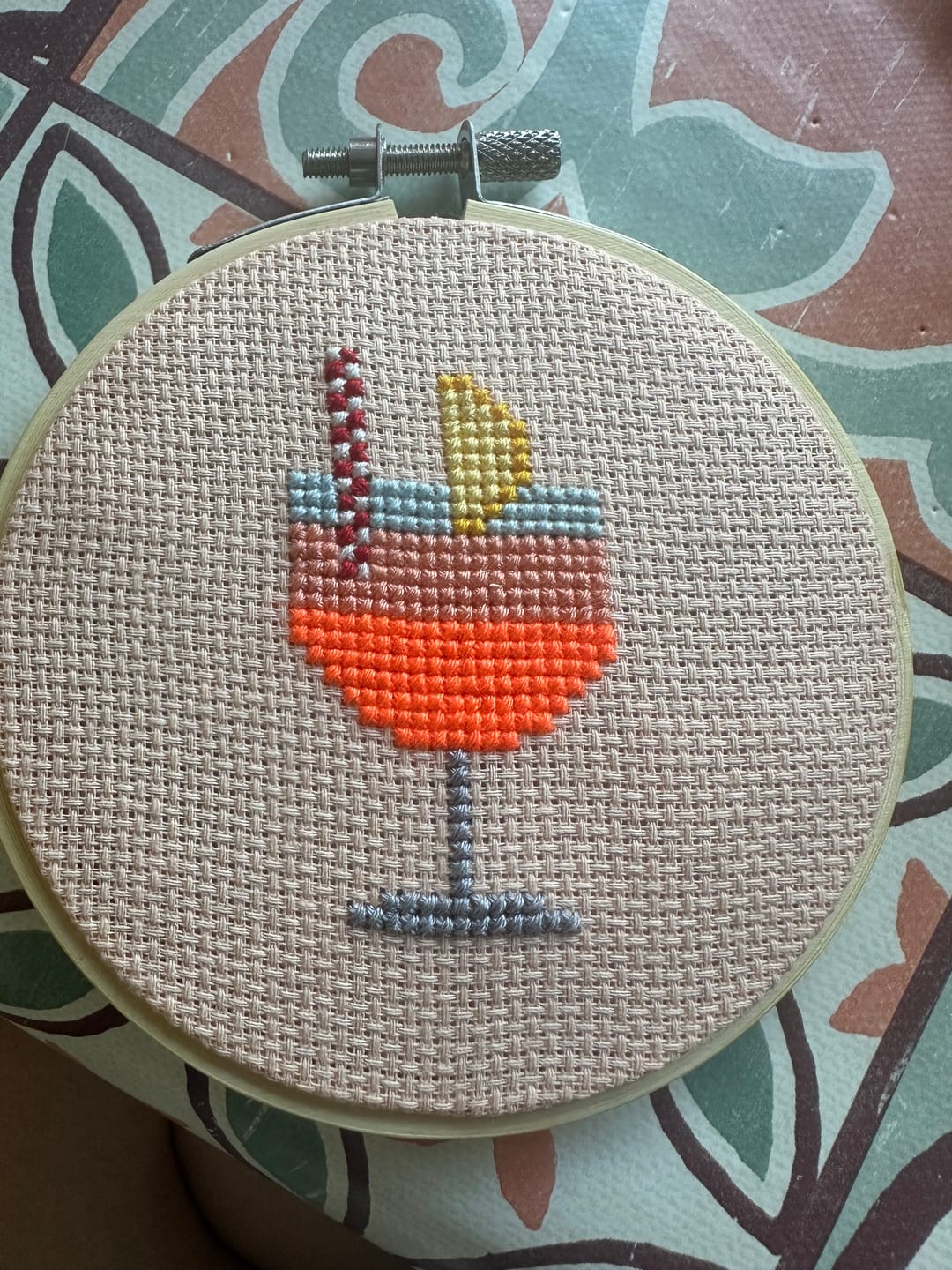 Customer photo review of Aperol Cocktail Cross Stitch Kit