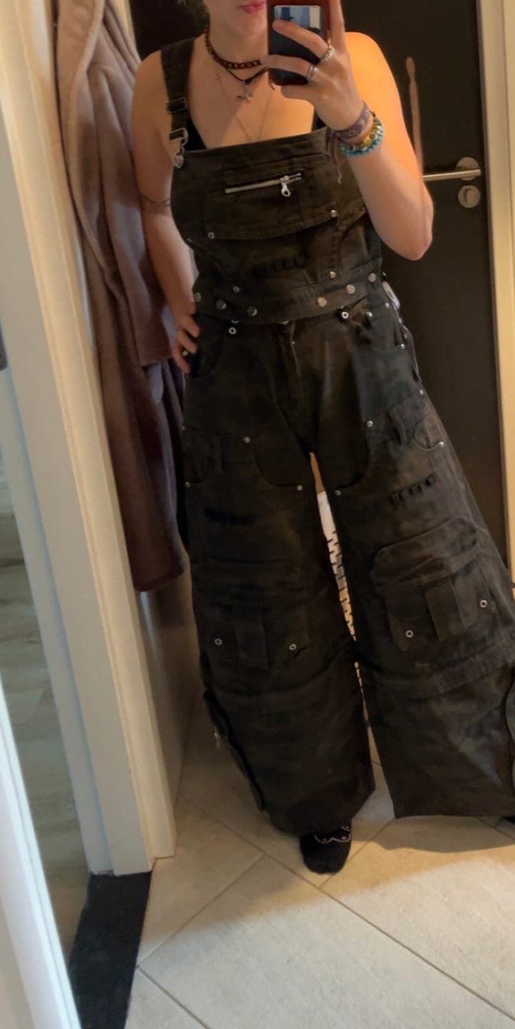 Customer photo review of Personsoul Brown Camo Overalls with Zip-Off Legs