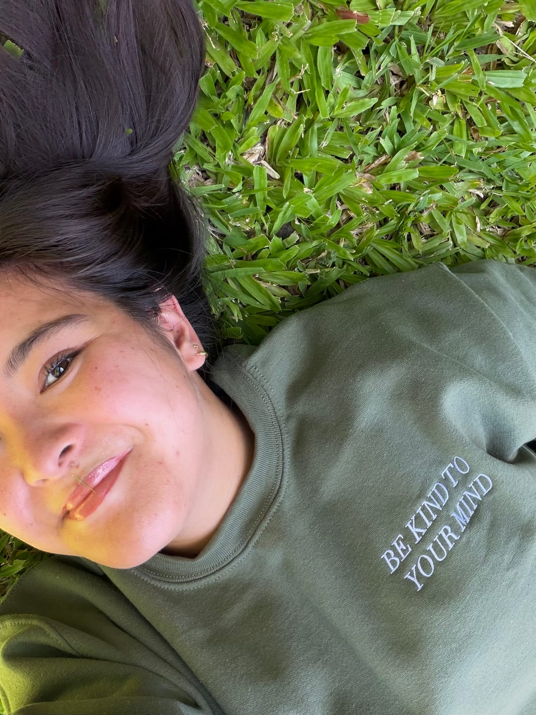 Customer photo review of Be Kind To Your Mind Embroidered Sweatshirt