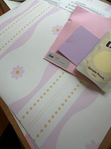 Daisies and Stripes By the Roll Wallpaper in a customer&rsquo;s home - verified photo review