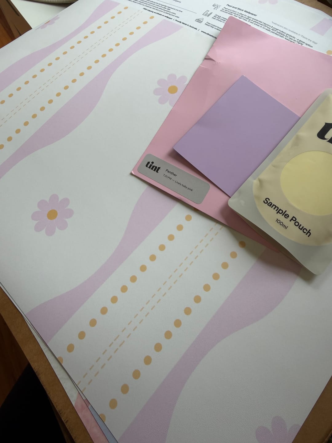 Customer photo review of Daisies and Stripes By the Roll Wallpaper