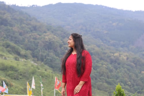 Customer photo review of Mehr Red Viscose Georgette Kurta