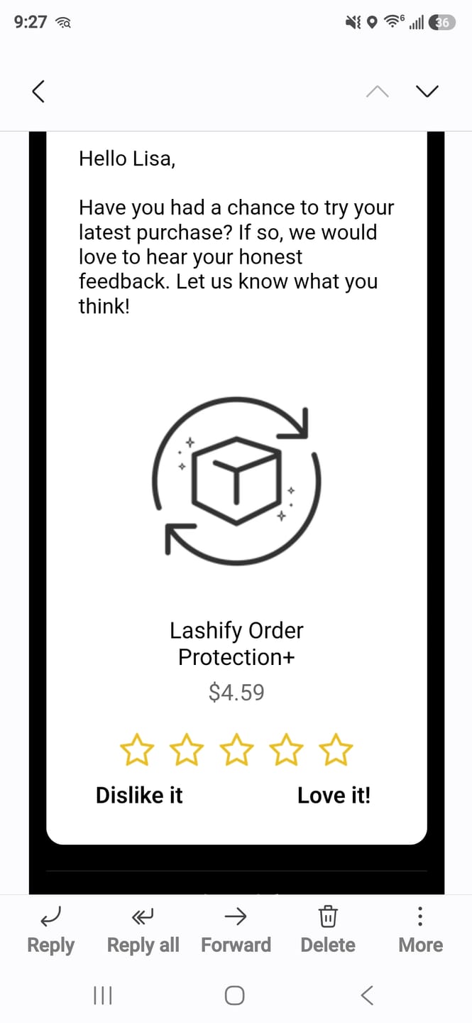 Customer photo review of Lashify Order Protection+