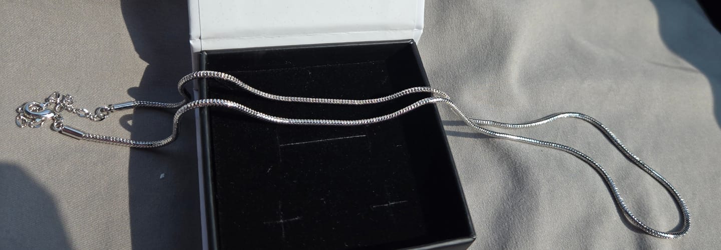Customer photo review of Peyton 18k White Gold Plated Stacking Necklace Chain