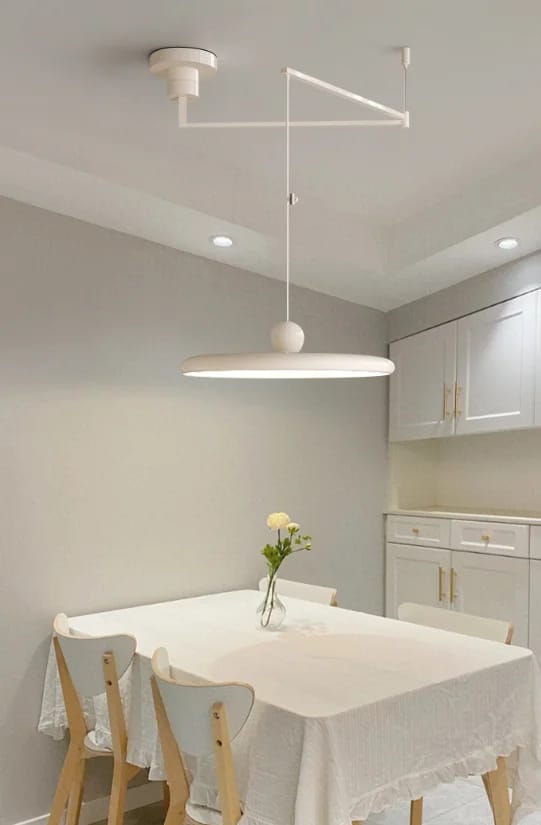 Customer photo review of Pendant Light, Mid-Century Swing Arm Disc, Acrylic, LED, Lola