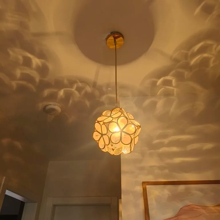 Customer photo review of Glass Petal Pendant Light, Handblown Shade, Brass Fitting, E26/E27
