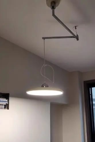 Customer photo review of Pendant Light, Mid-Century Swing Arm Disc, Acrylic, LED, Lola
