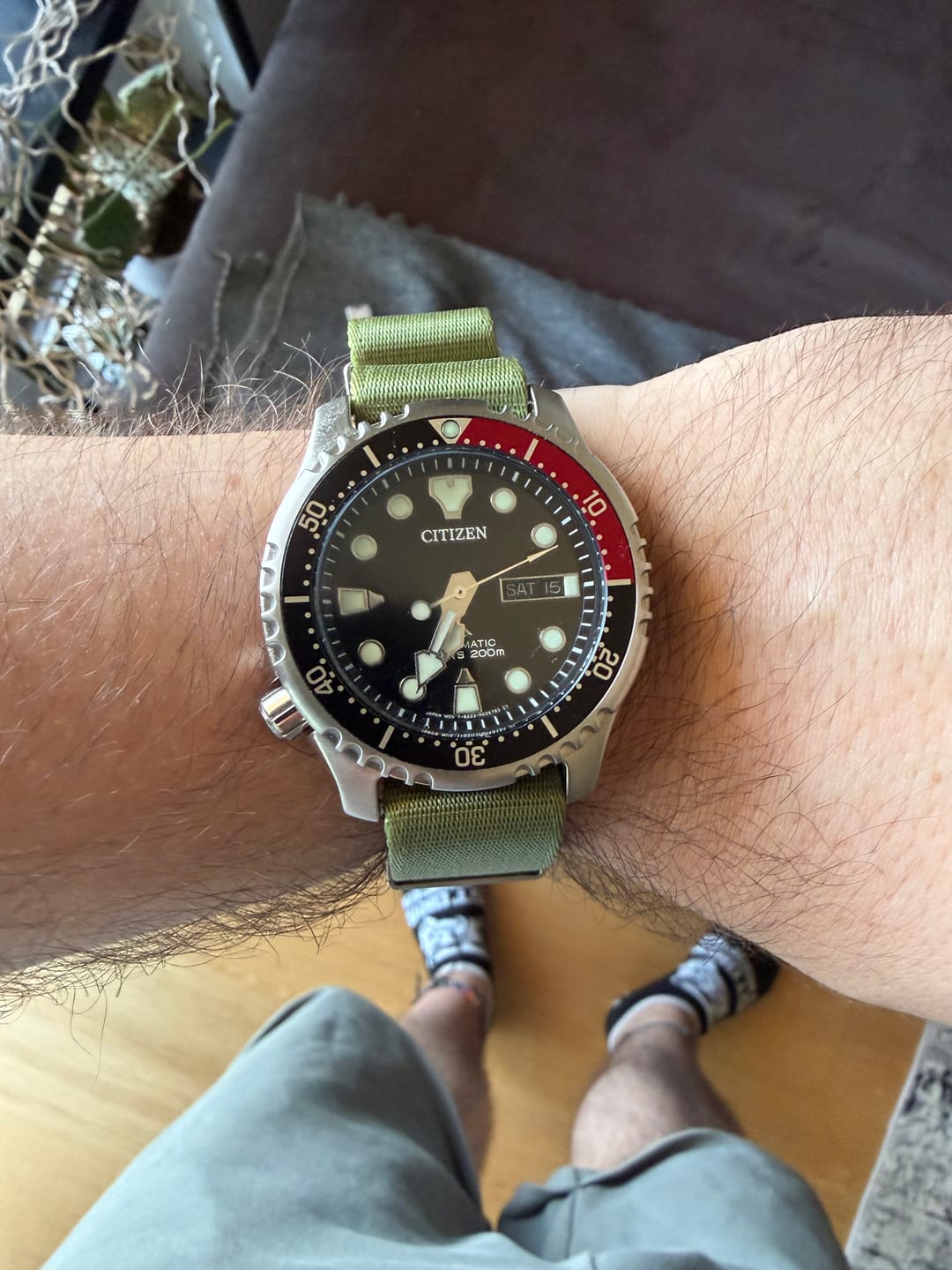 Customer photo review of Olive Green Premium Nylon Watch Strap