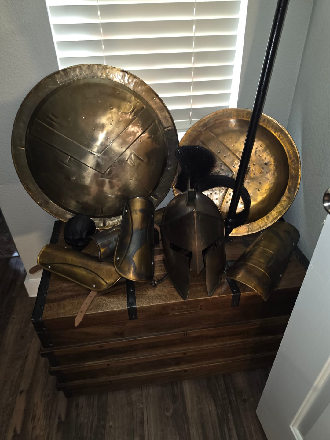 Customer photo review of Handcrafted King Leonidas Spartan Shield – 24" Antique Finish with Leather Strap
