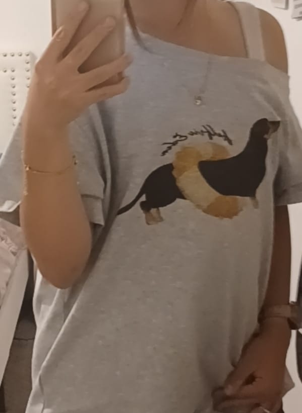 Customer photo review of Aelfric Eden Dachshund Off-The-Shoulder Tee