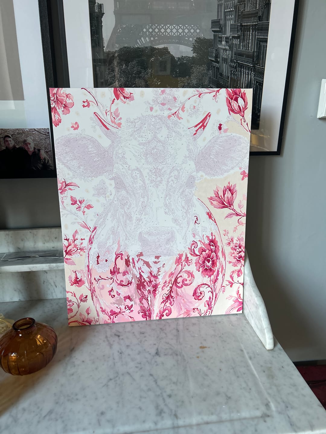 Customer photo review of Delft Pink Cow | Paint by Number