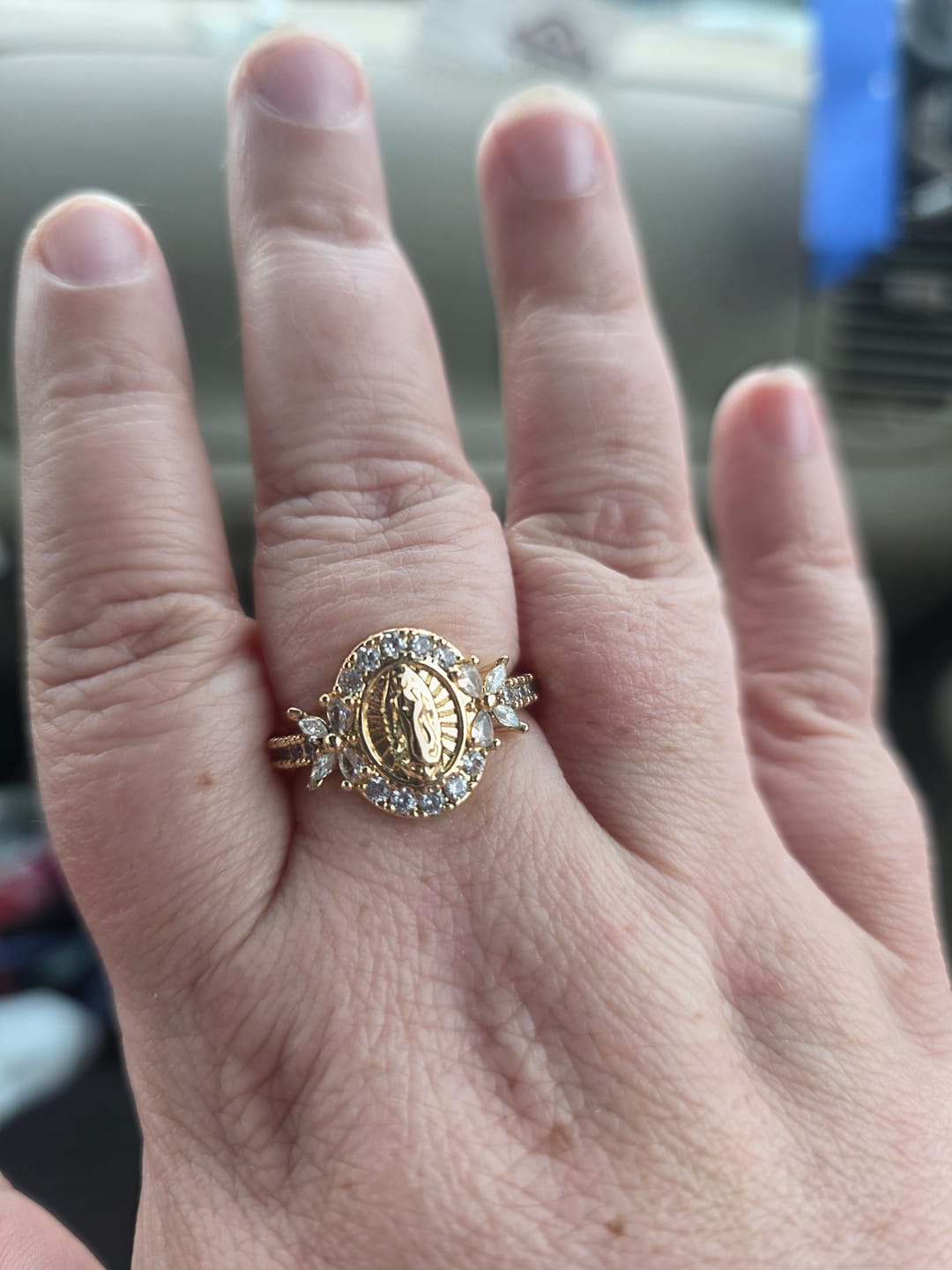 Customer photo review of FREE Today: Elegant Virgin Mary Emblem Ring: Sacred Detail for Daily Devotion