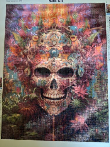 Customer photo review of Aztec Skull in the Jungle (Diamond Painting)