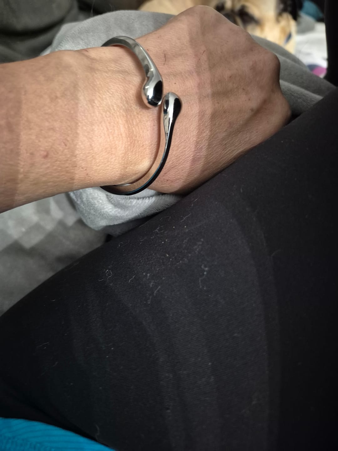 Customer photo review of Silver Teardrop Bangle