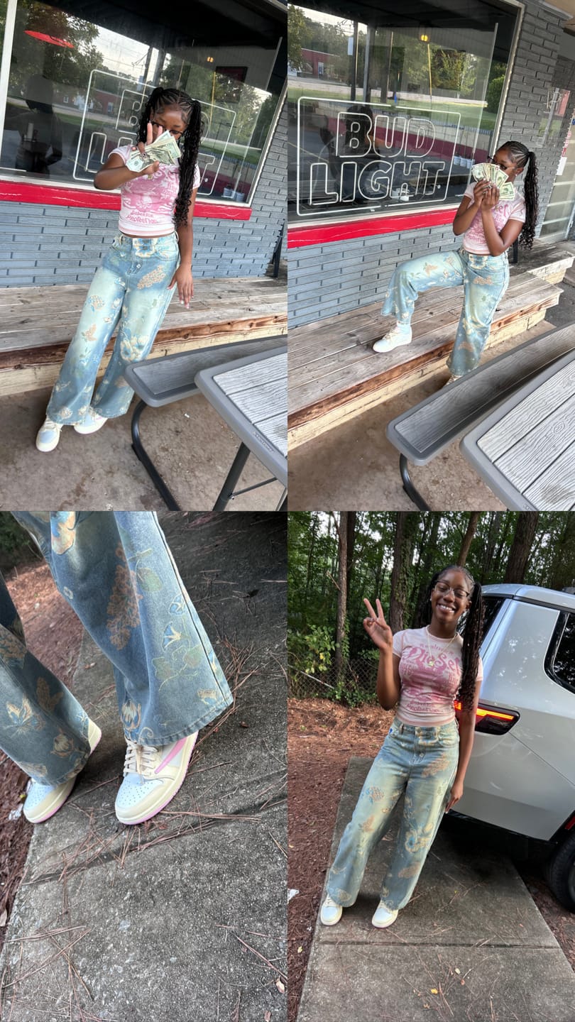 Customer photo review of Aelfric Eden Floral Baggy Jeans