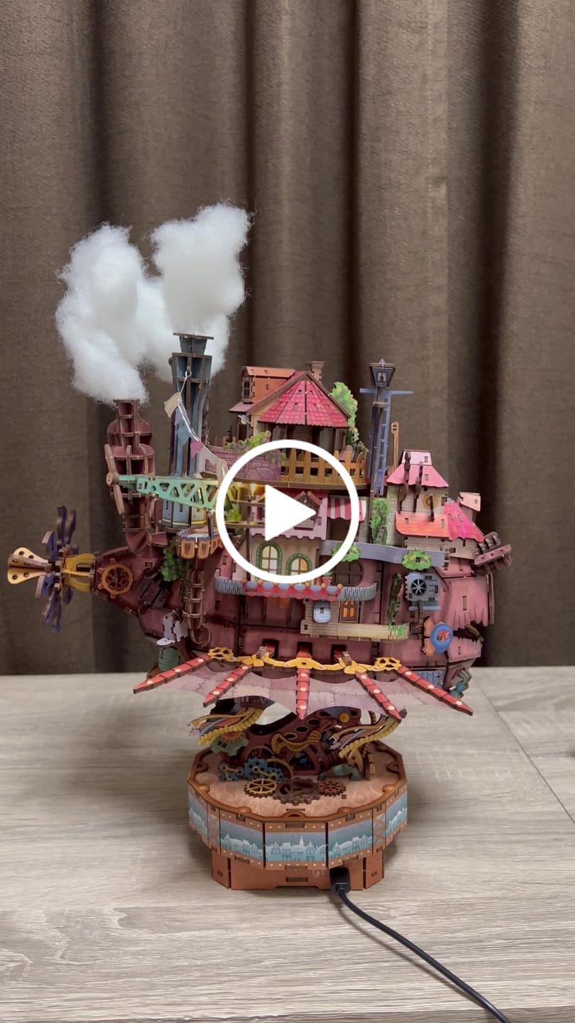Customer video review of Motorized Walking Castle Mechanical 3D Wooden Puzzle Kit