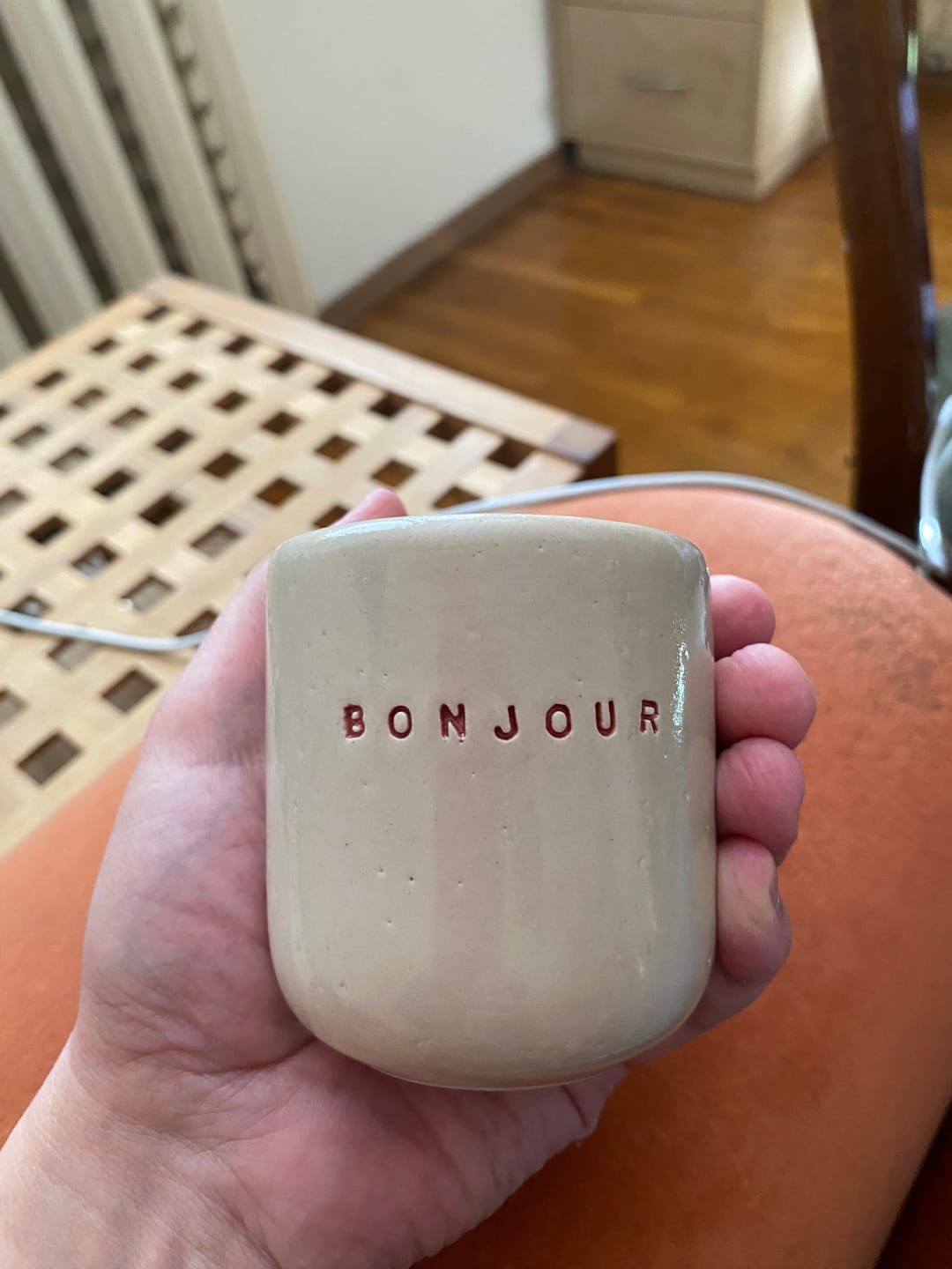 Customer photo review of Pink small mug without handle BONJOUR