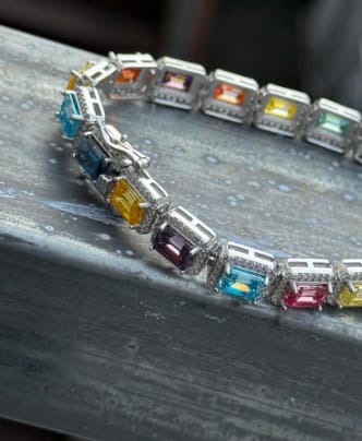 Customer photo review of Emerald Cut VVS Color Moissanite Diamond Tennis Bracelet