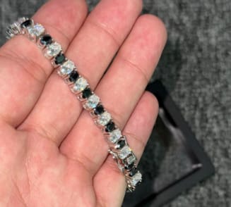 Customer photo review of S925 Oval Cut Black Mix White VVS Moissanite Tennis Bracelet