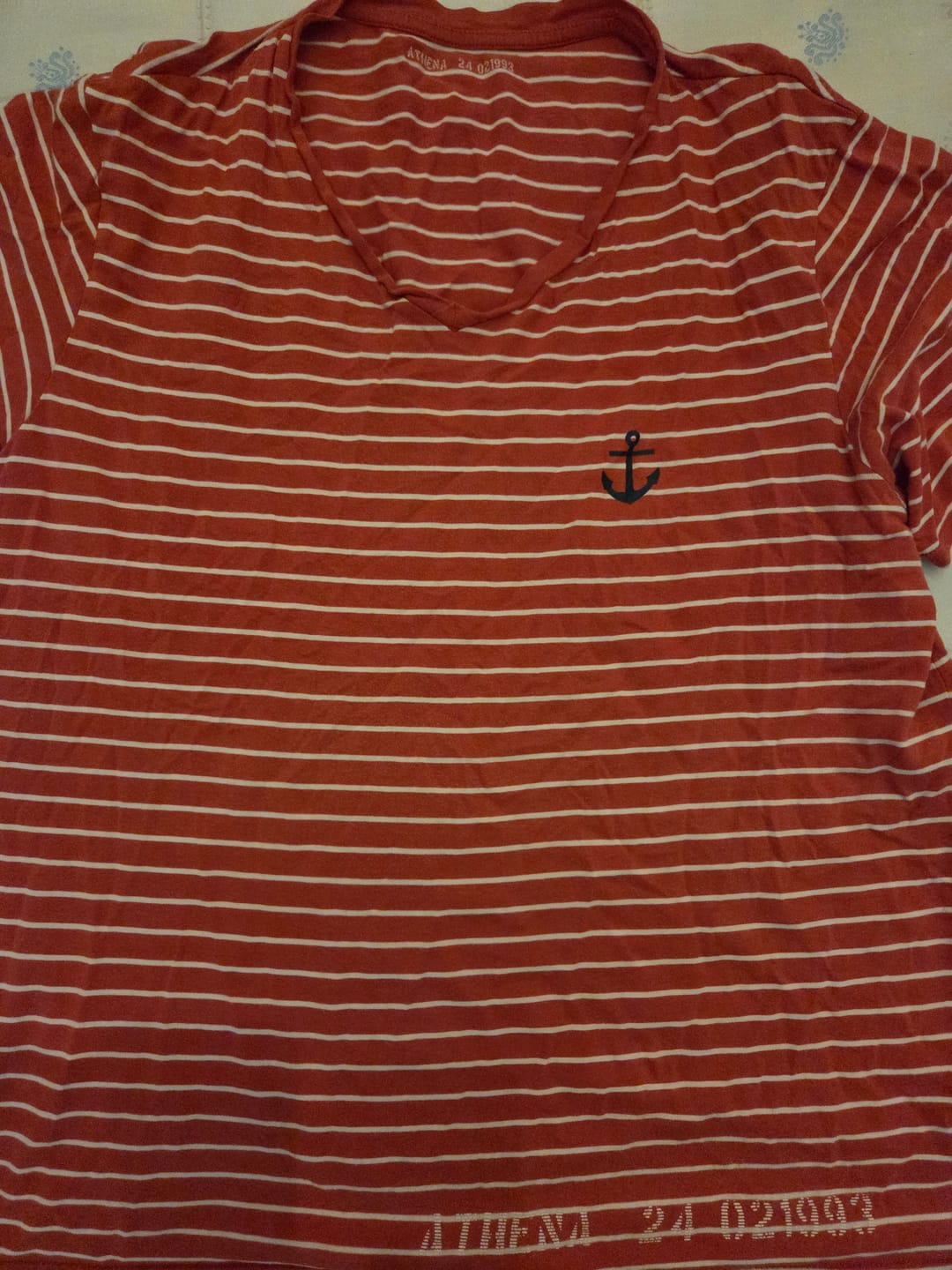 Customer photo review of T-shirt col rond en coton imprimé poitrine bleu opale