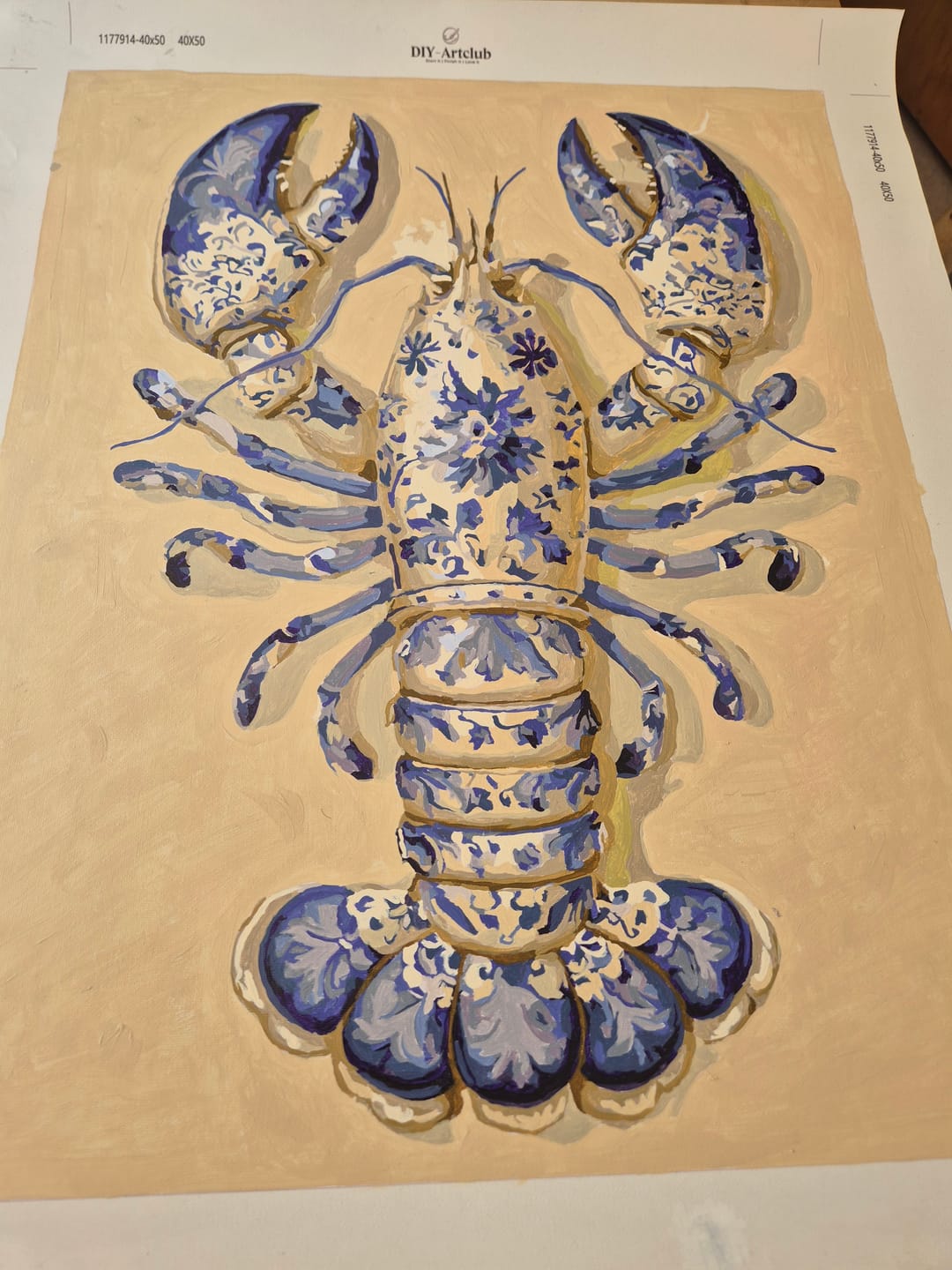 Customer photo review of Delft Lobster | Paint by Number