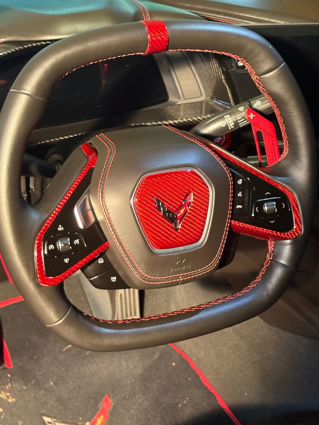 Customer photo review of C8 Corvette Real Carbon Fiber Steering Wheel Airbag Center Cover | Interior Upgrade (2020–2027)