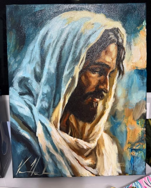 Customer photo review of Our Beautiful Savior - 11”x14” Original Acrylic Painting