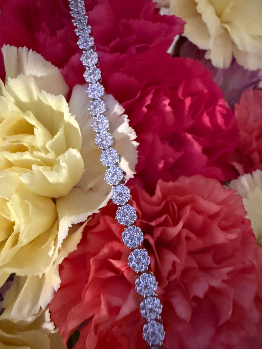 Customer photo review of Ally 18k White Gold Plated Tennis Bracelet with Simulated Diamond Crystals
