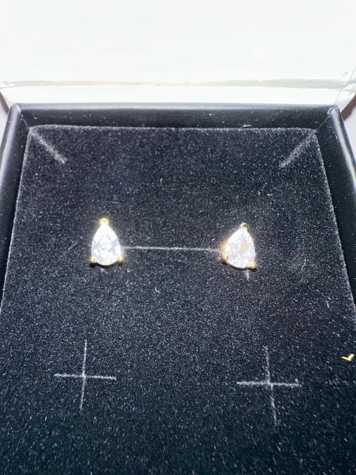 Customer photo review of Mia 18k White Gold Plated Sterling Silver Stud Earrings with Simulated Diamond Crystals