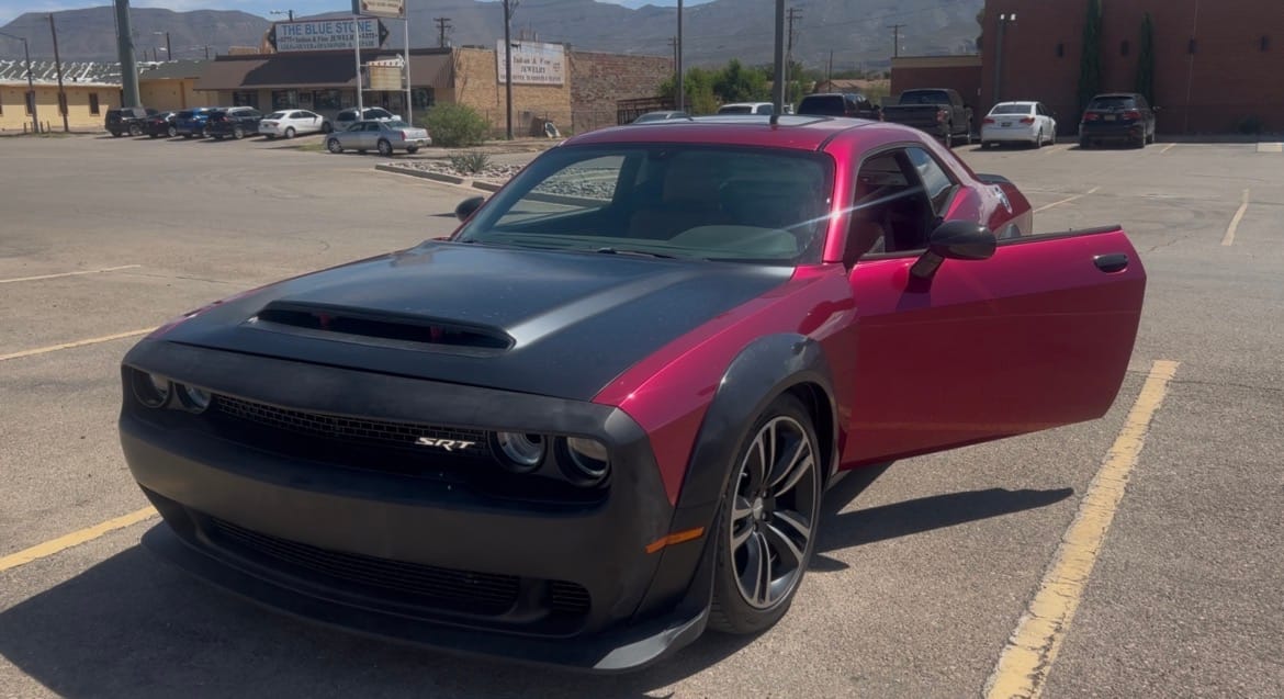 Customer photo review of Glossy Metallic Rubellite Purple Vinyl Wrap