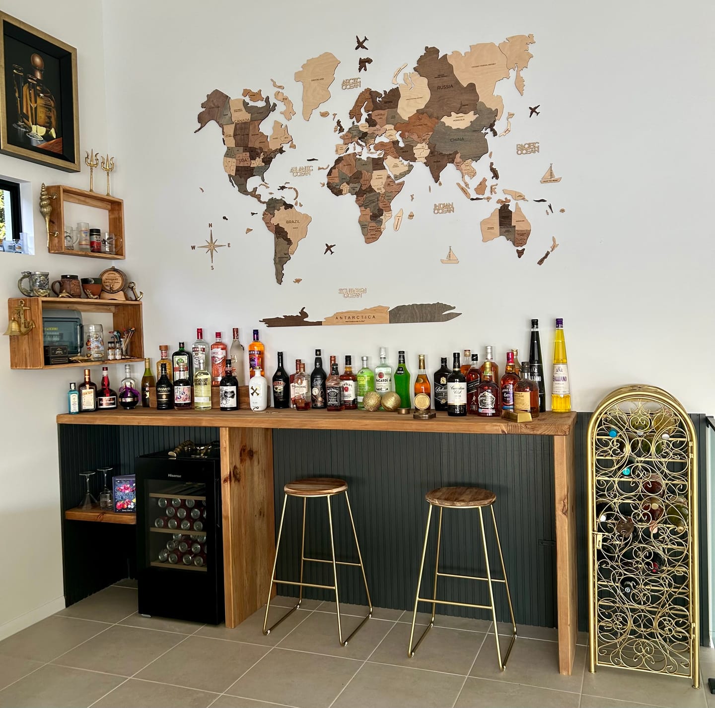 Customer photo review of 3D Wooden World Map Smokey
